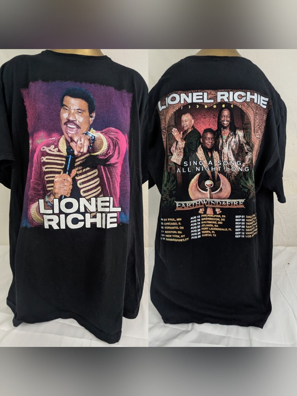 Lionel Richie All Night Long Sing A Long Earth Wind & Fire Concert Tee 2XL